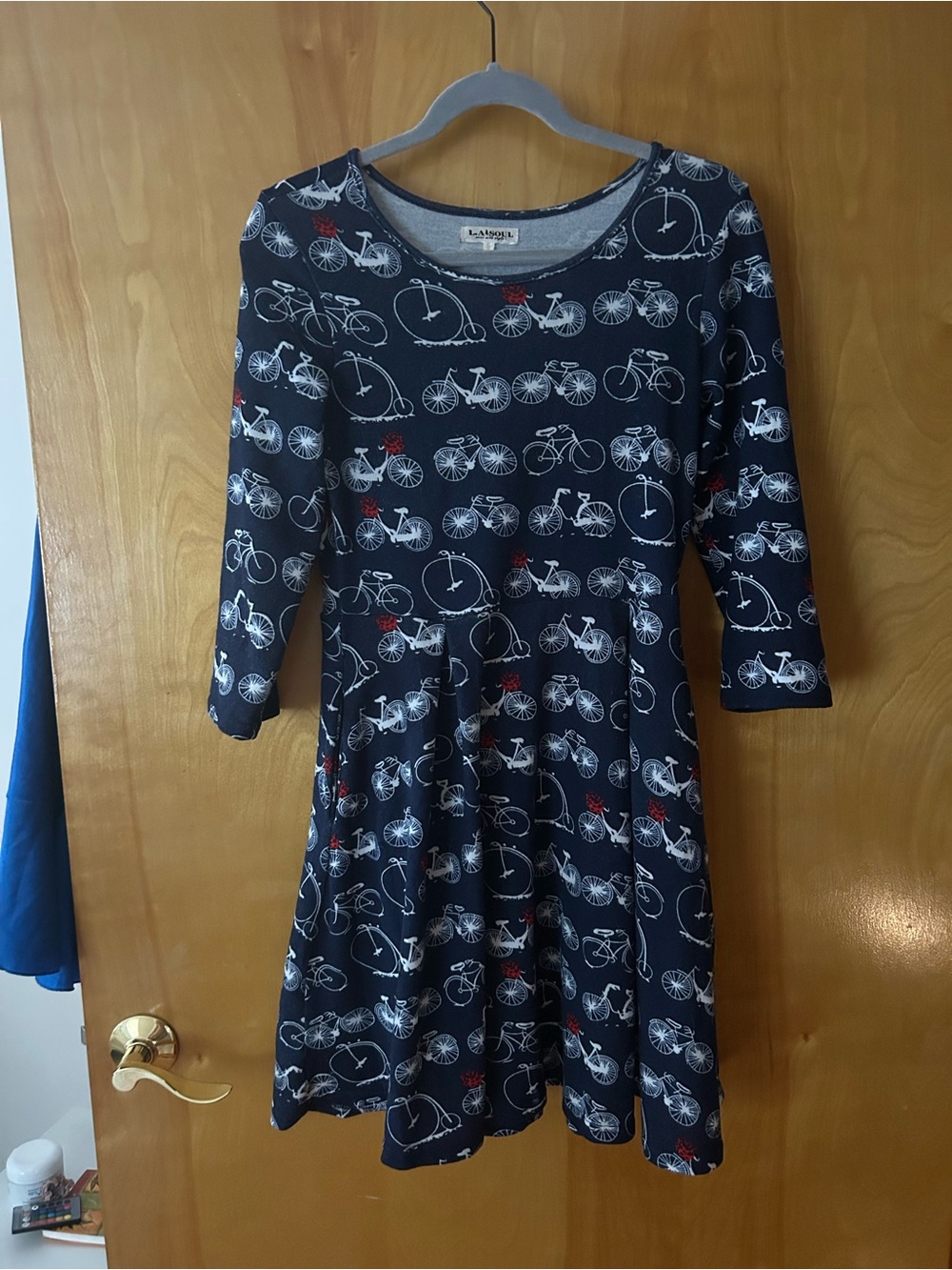 Bicycle Print Navy Dress